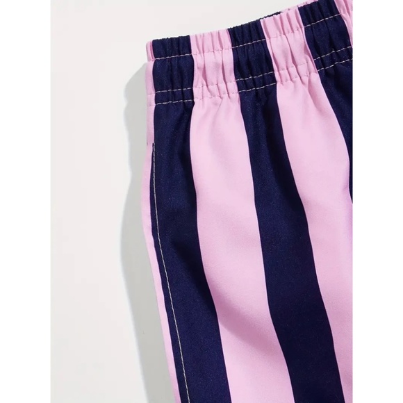 BNWT Isabelle LaRue Men's Blue and Pink Stripe Swim Shorts - Picture 3 of 4